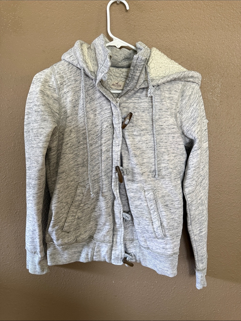 Hollister Heather Gray Sherpa-Lined Hooded Jacket